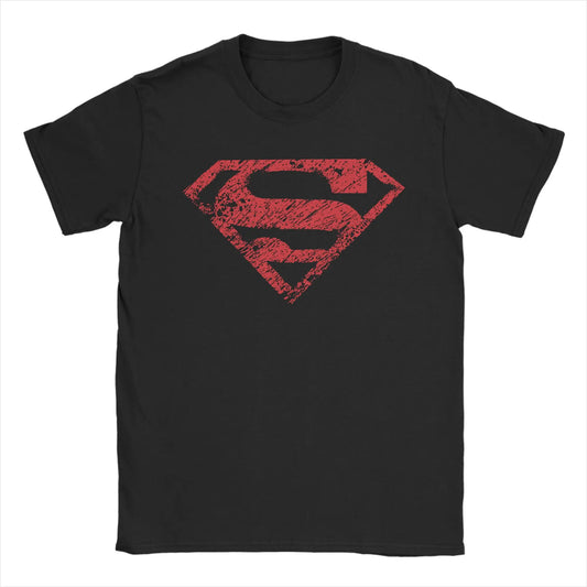 Logo rouge Distressed / S T-Shirt Superman - Logo Distressed Rouge Noir