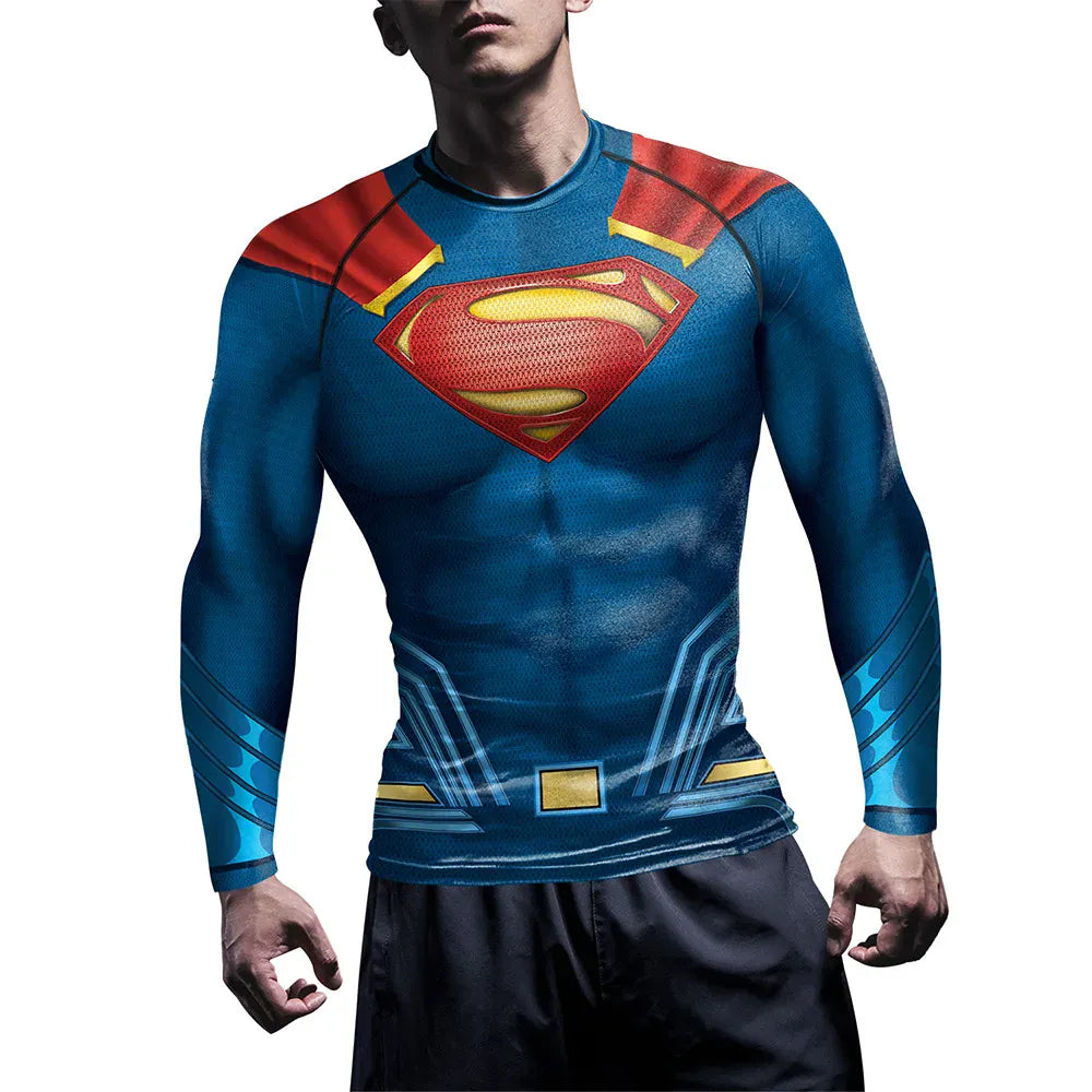 Long / L T-shirt Compression Superman – Style Super-Héros