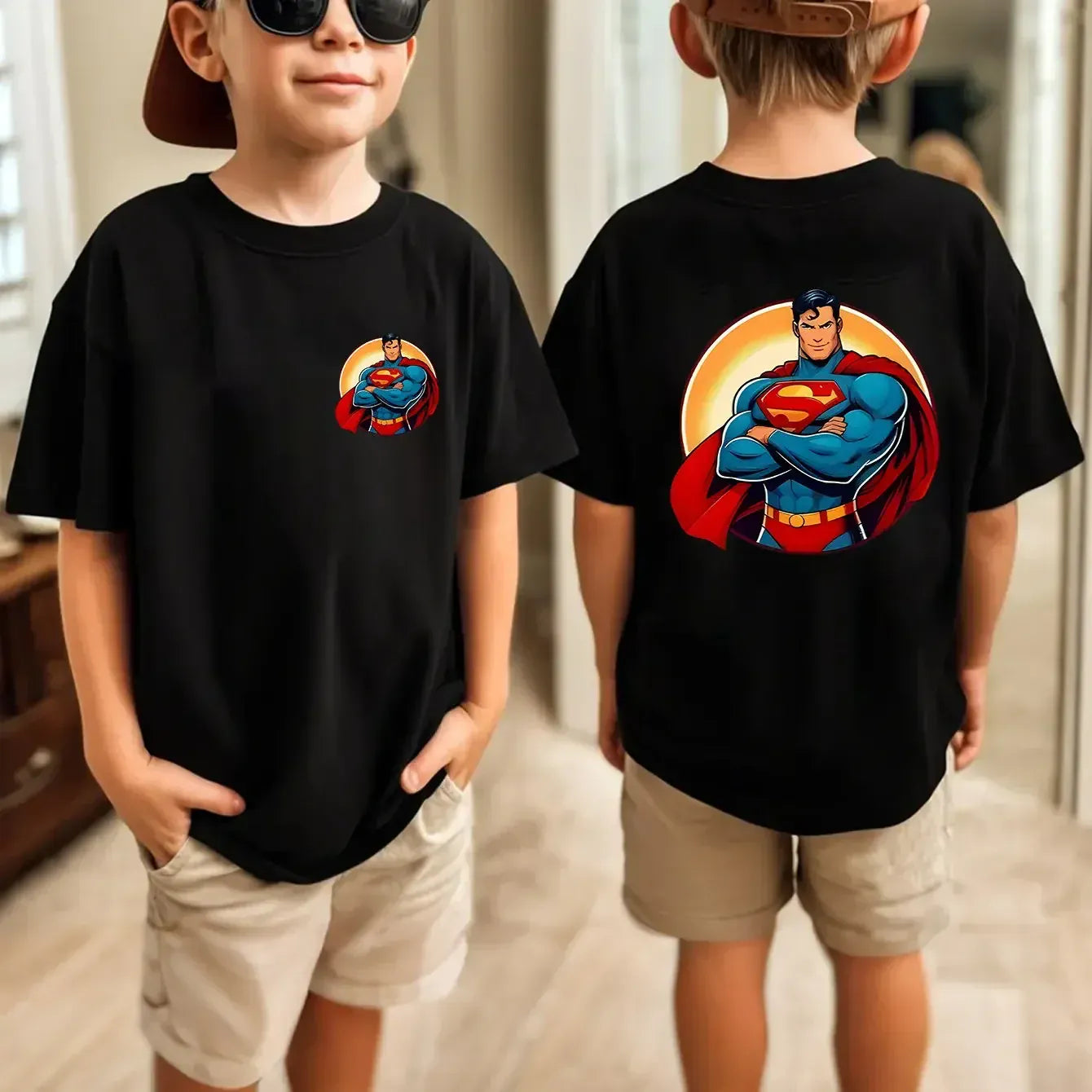 Noir / 100 T-Shirt Superman Enfant – Pose Héros Classique