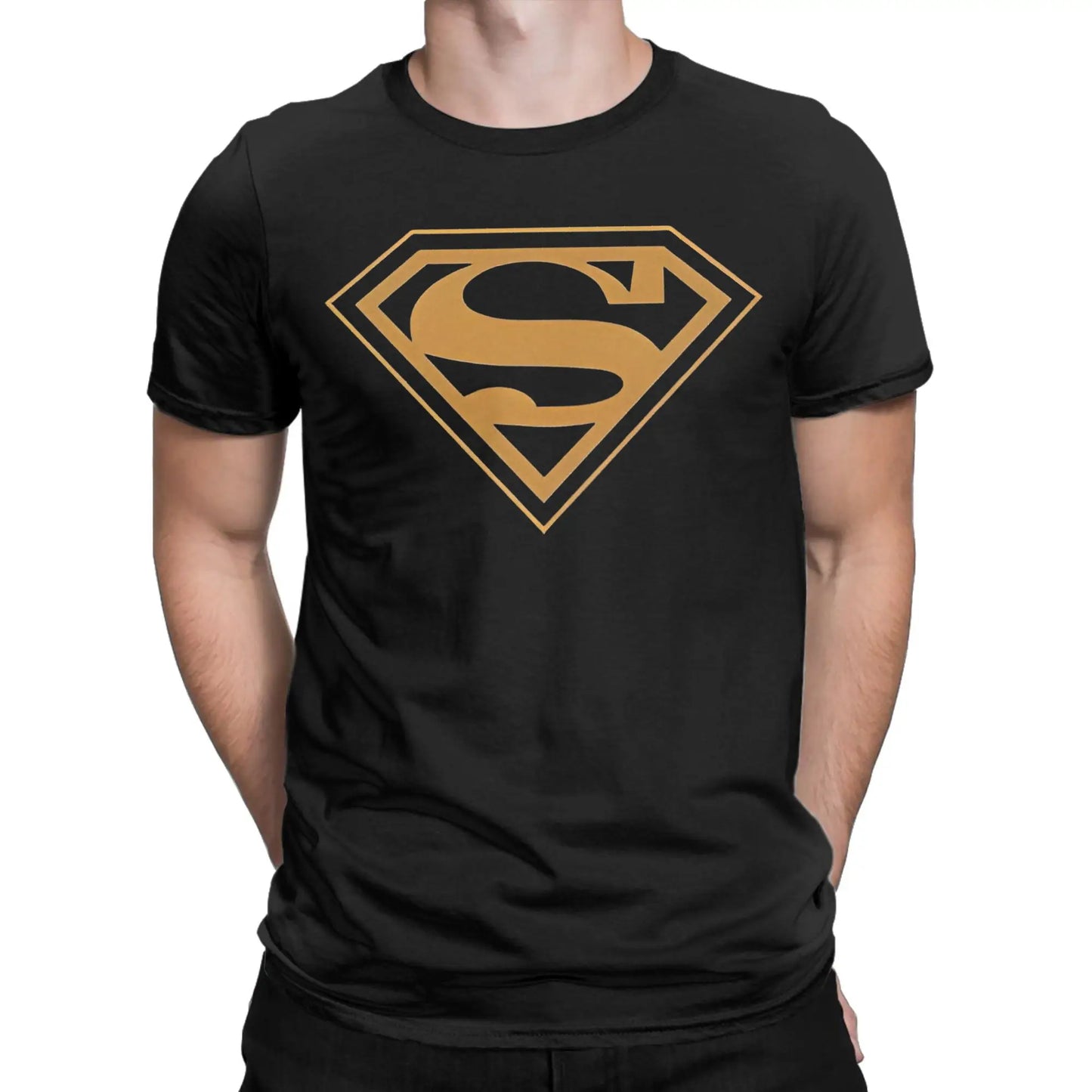Noir / 5XL T-Shirt Superman – Logo Doré Premium