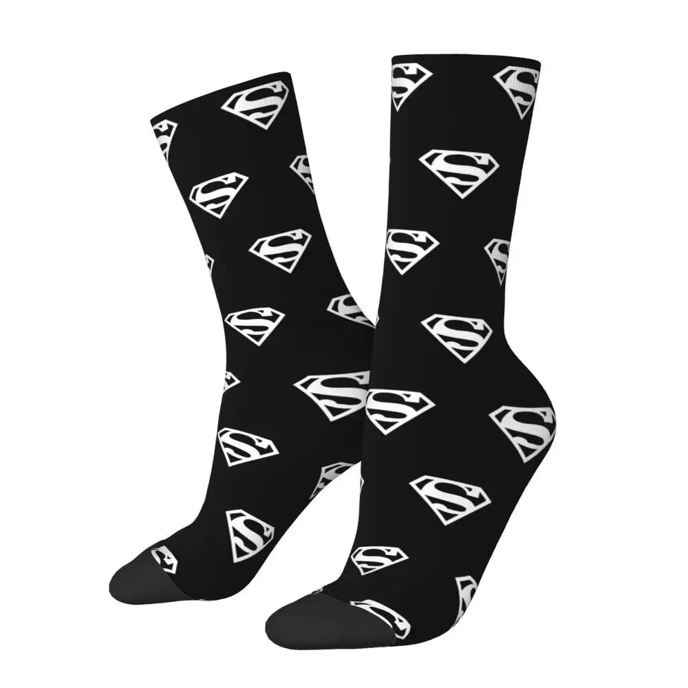 Noir/blanc Chaussettes Superman – Noire avec Logo Superman Blanc