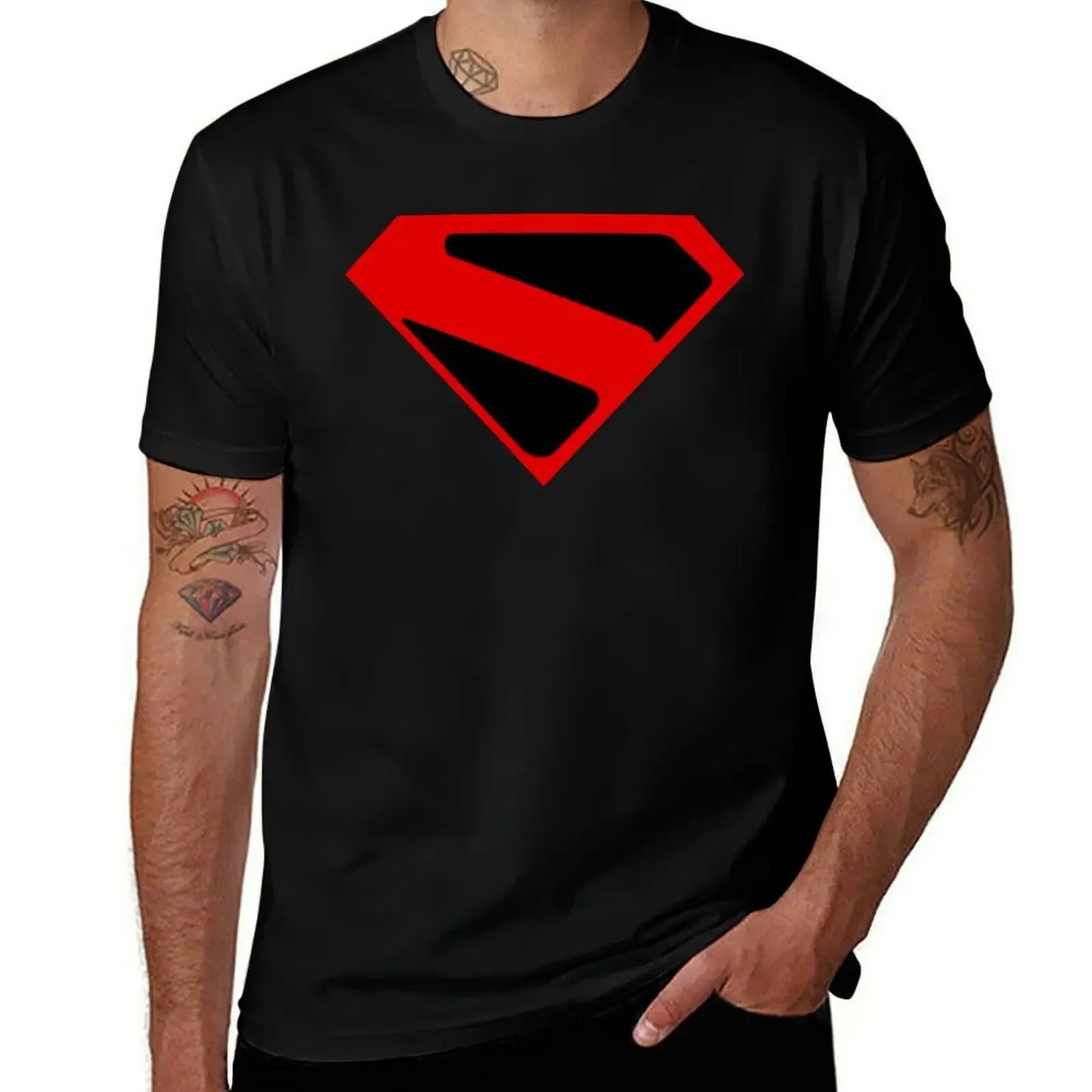 Noir / L T-Shirt Superman 2025 – Logo Rouge Moderne