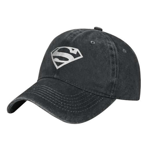 Noir Logo argent / Unique Casquette Superman Noire Vintage – Logo Argent Iconique