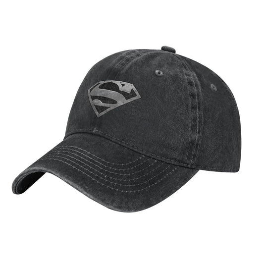 Noir Logo gris / Unique Casquette Superman Noire Délavée – Logo Gris Discret