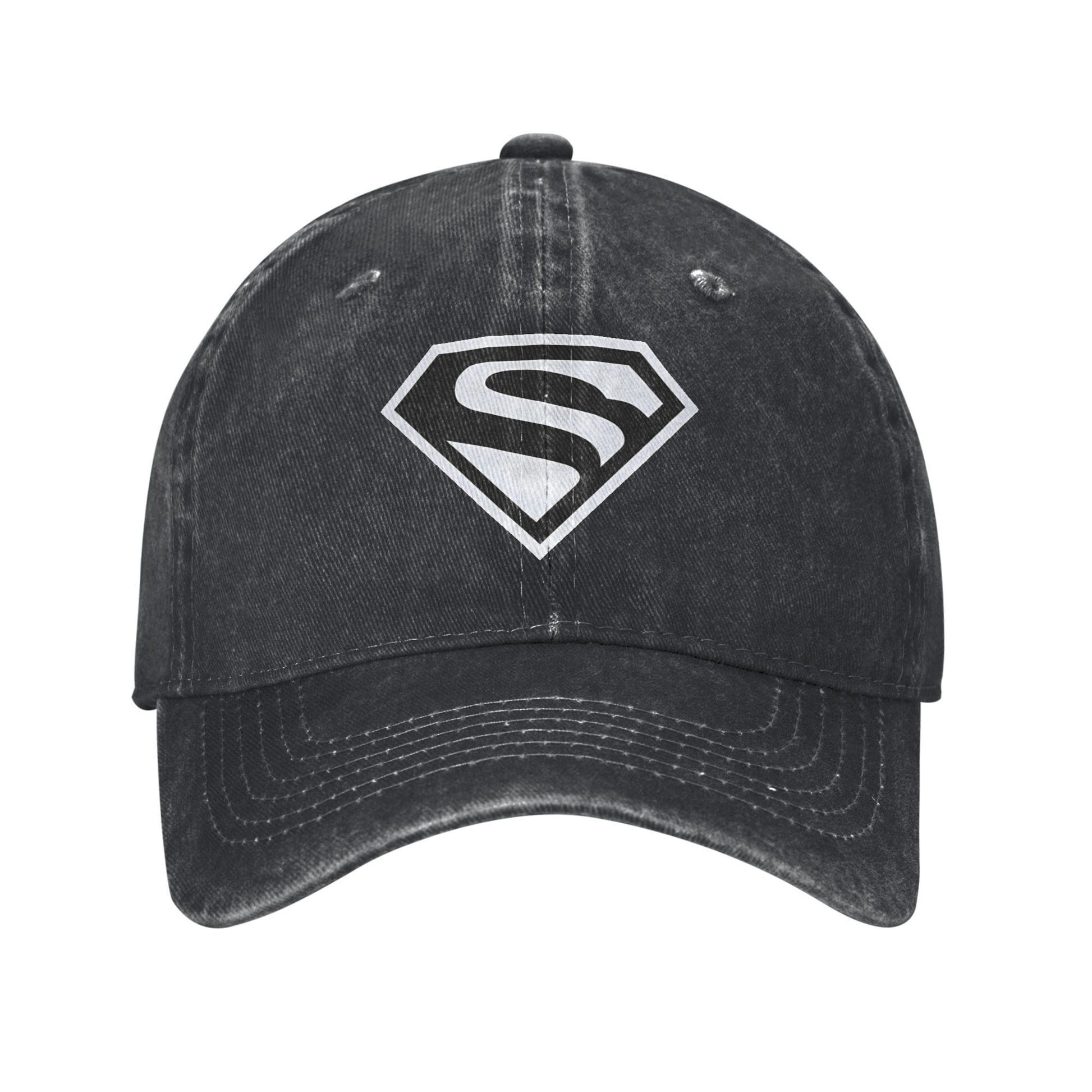 Noir Logo gris / Unique Casquette Superman Noire Délavée – Logo Gris Discret