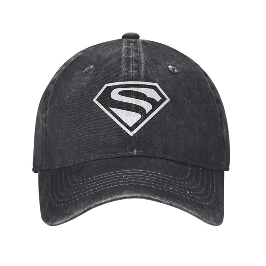 Noir Logo gris / Unique Casquette Superman Noire Délavée – Logo Gris Discret
