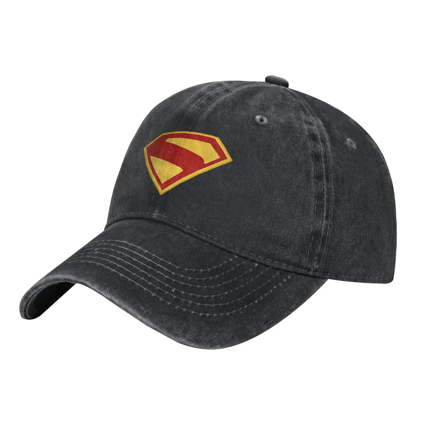 Noir Logo jaune/rouge / Unique Casquette Superman Noire Délavée – Logo Jaune & Rouge Classique