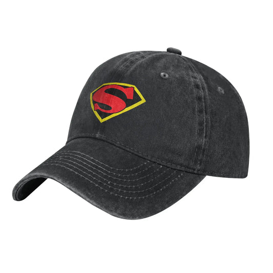 Noir Logo rouge/jaune / Unique Casquette Superman Noire Délavée – Logo Rouge & Jaune Iconique