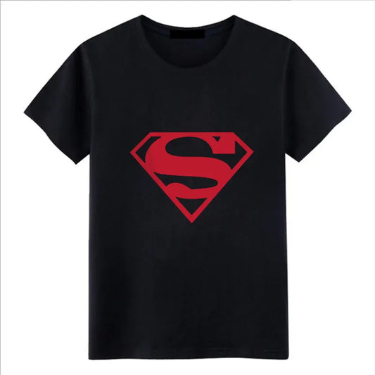 Noir Logo rouge / L T-Shirt Superman – Logo Minimaliste Classique