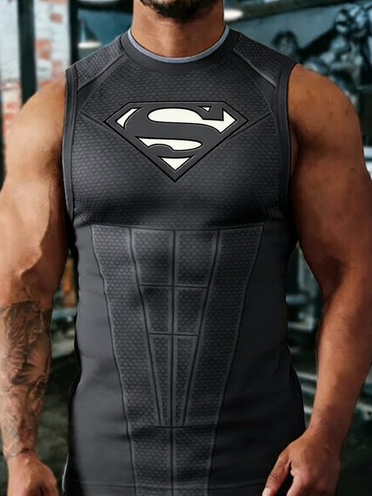 Noir / S Débardeur Superman – Compression Premium Héros