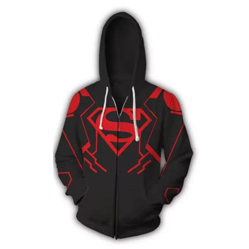 Noir / S Sweat à Capuche Superman – Zippé Style Héros