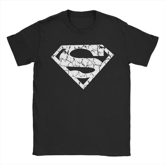 Noir / XXXL T-Shirt Superman – Logo Craquelé Style Vintage