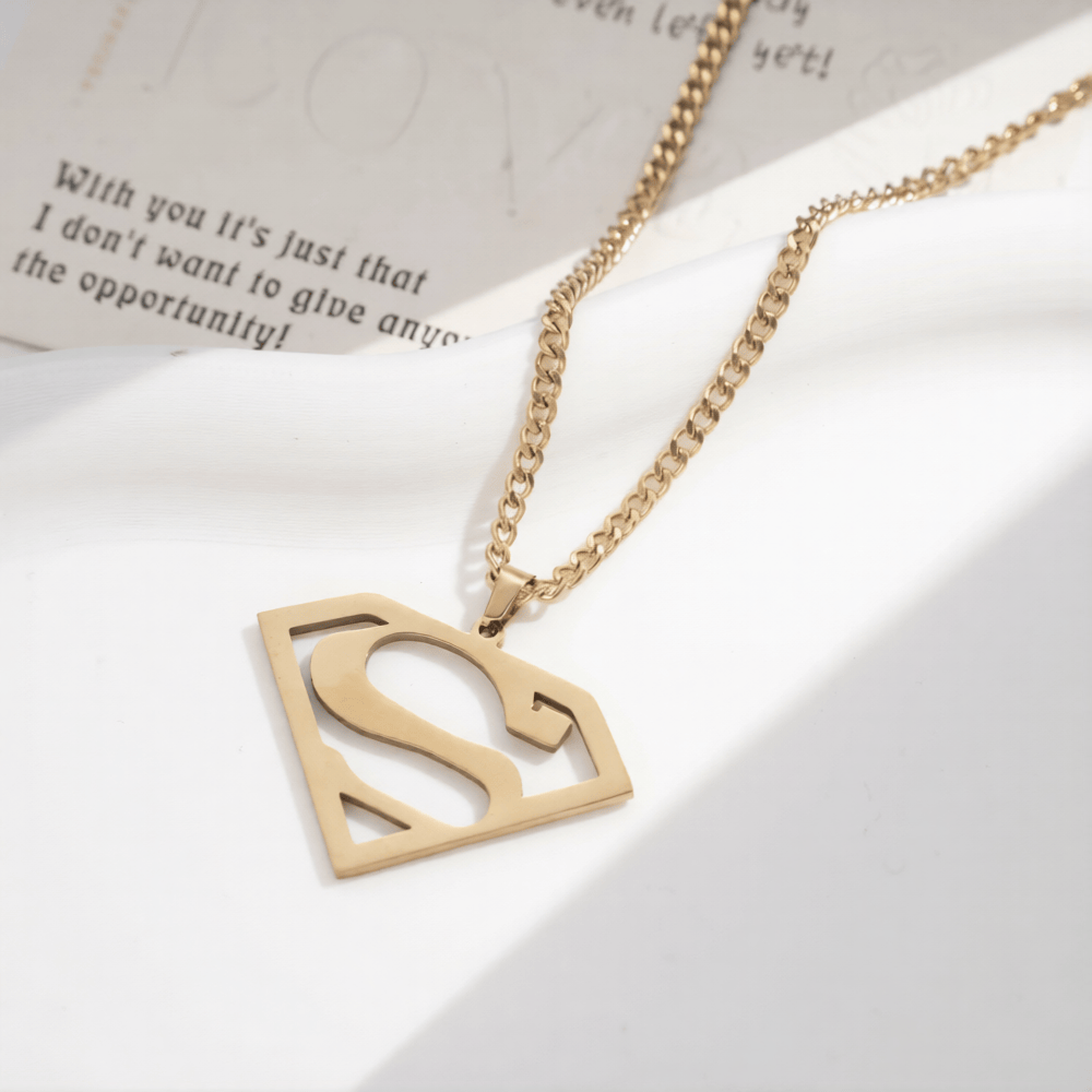 Or / 45cm Collier Superman – Pendentif Logo Iconique
