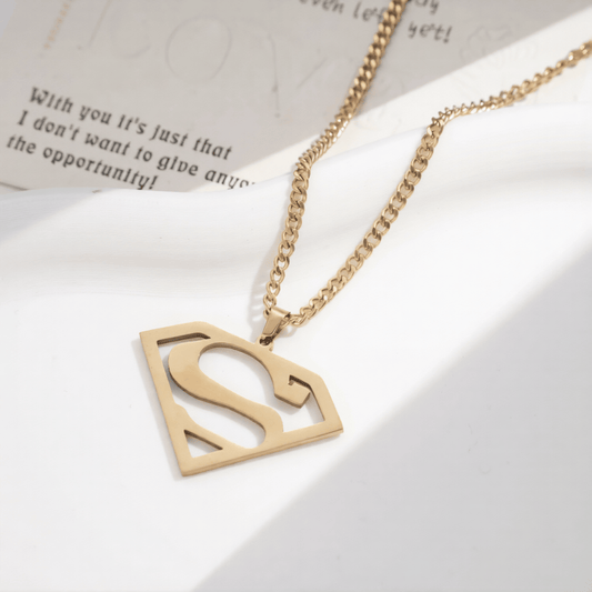 Or / 45cm Collier Superman – Pendentif Logo Iconique