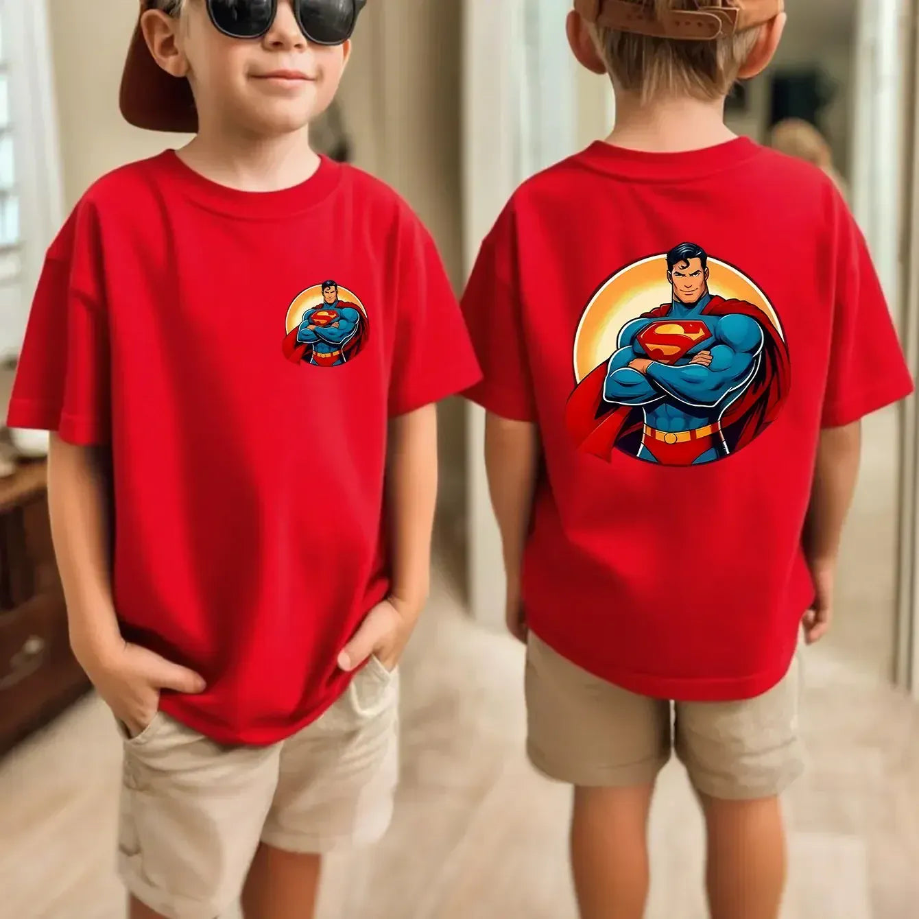 Rouge / 100 T-Shirt Superman Enfant – Pose Héros Classique