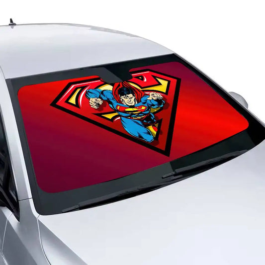 Rouge Pare-soleil Superman – Design Comics Rouge Anti-UV pour Pare-Brise