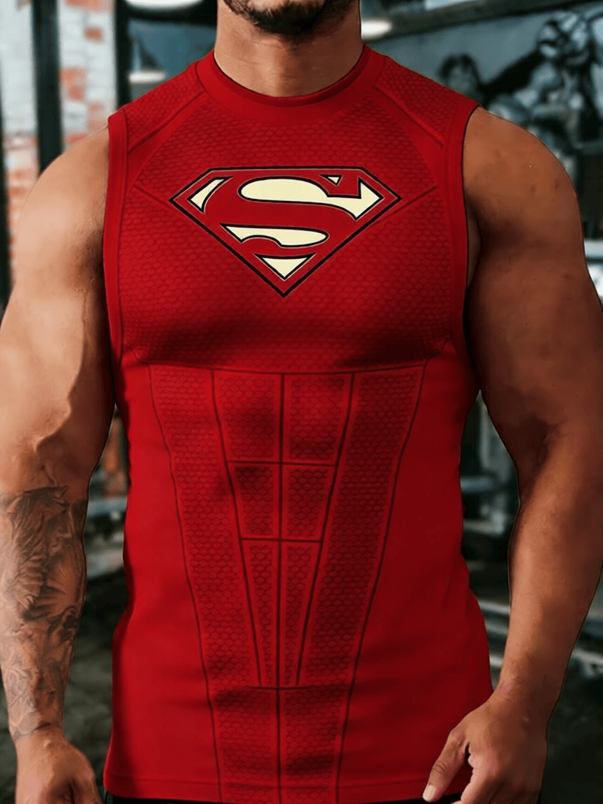 Rouge / S Débardeur Superman – Compression Premium Héros