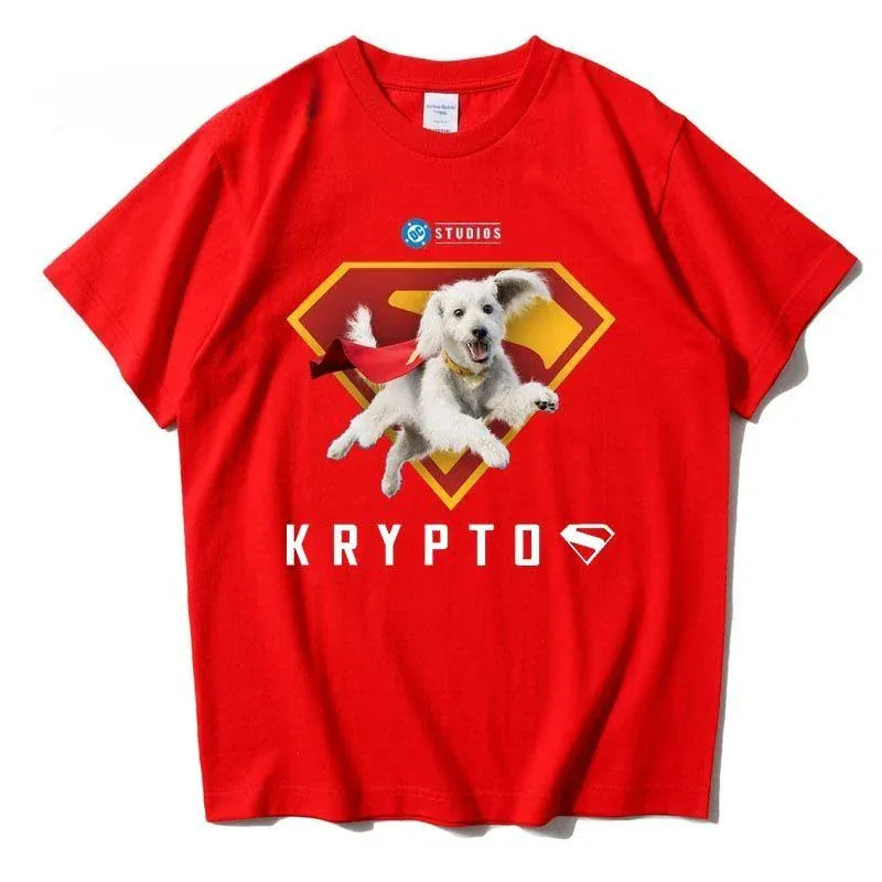 Rouge / S T-Shirt Superman Krypto – Logo Chien Kryptonien