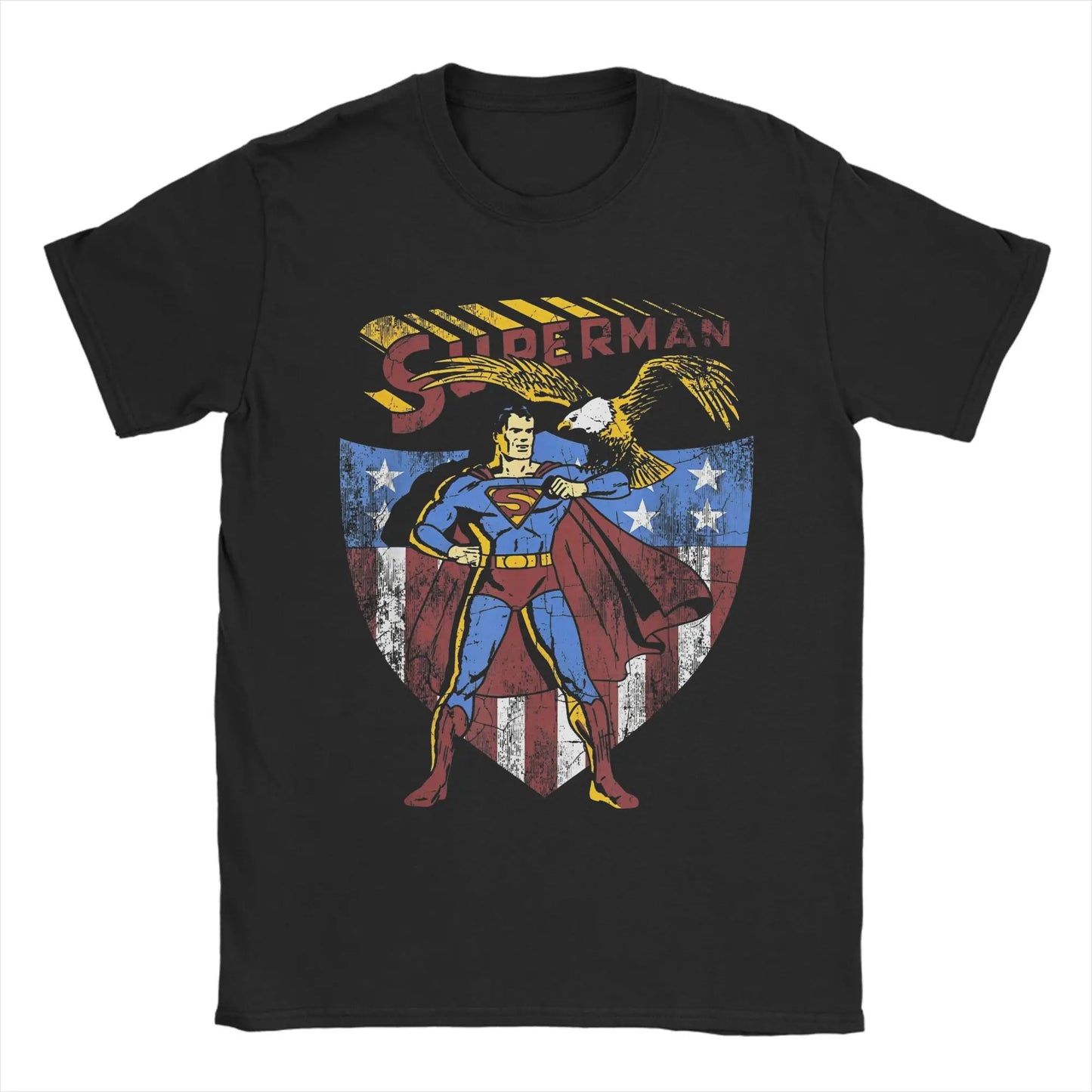 T-Shirt Superman - Flying Vintage Noir