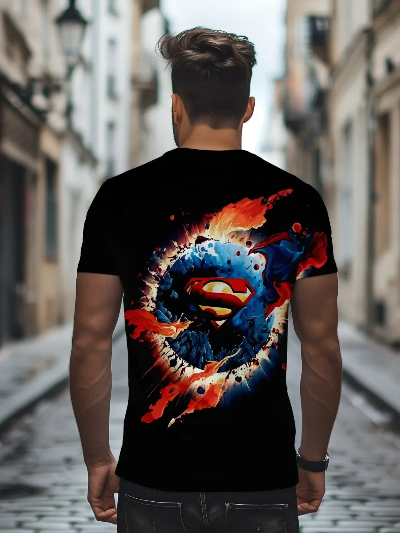 T-shirt Superman – Logo Rouge Métallisé