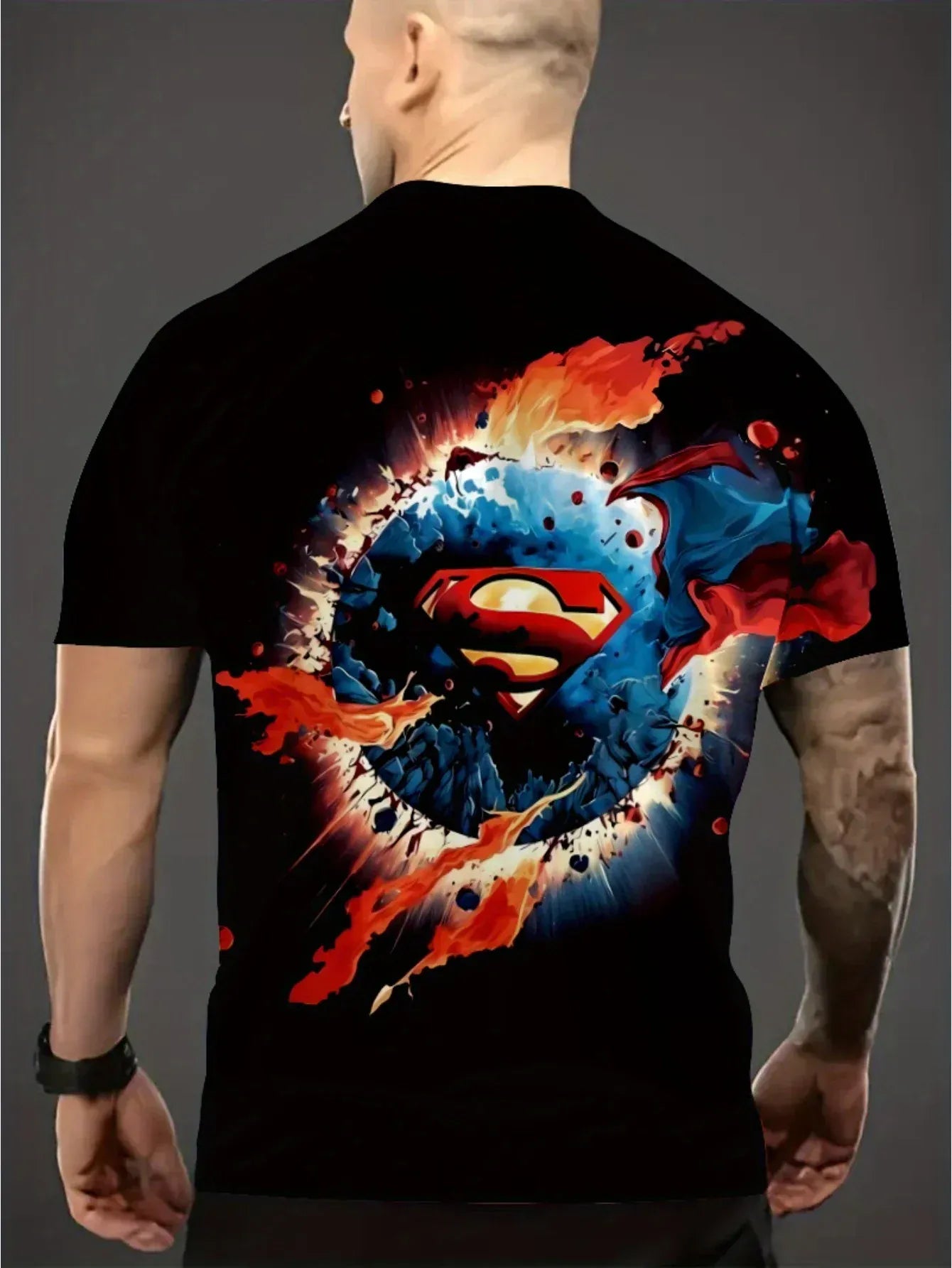 T-shirt Superman – Logo Rouge Métallisé
