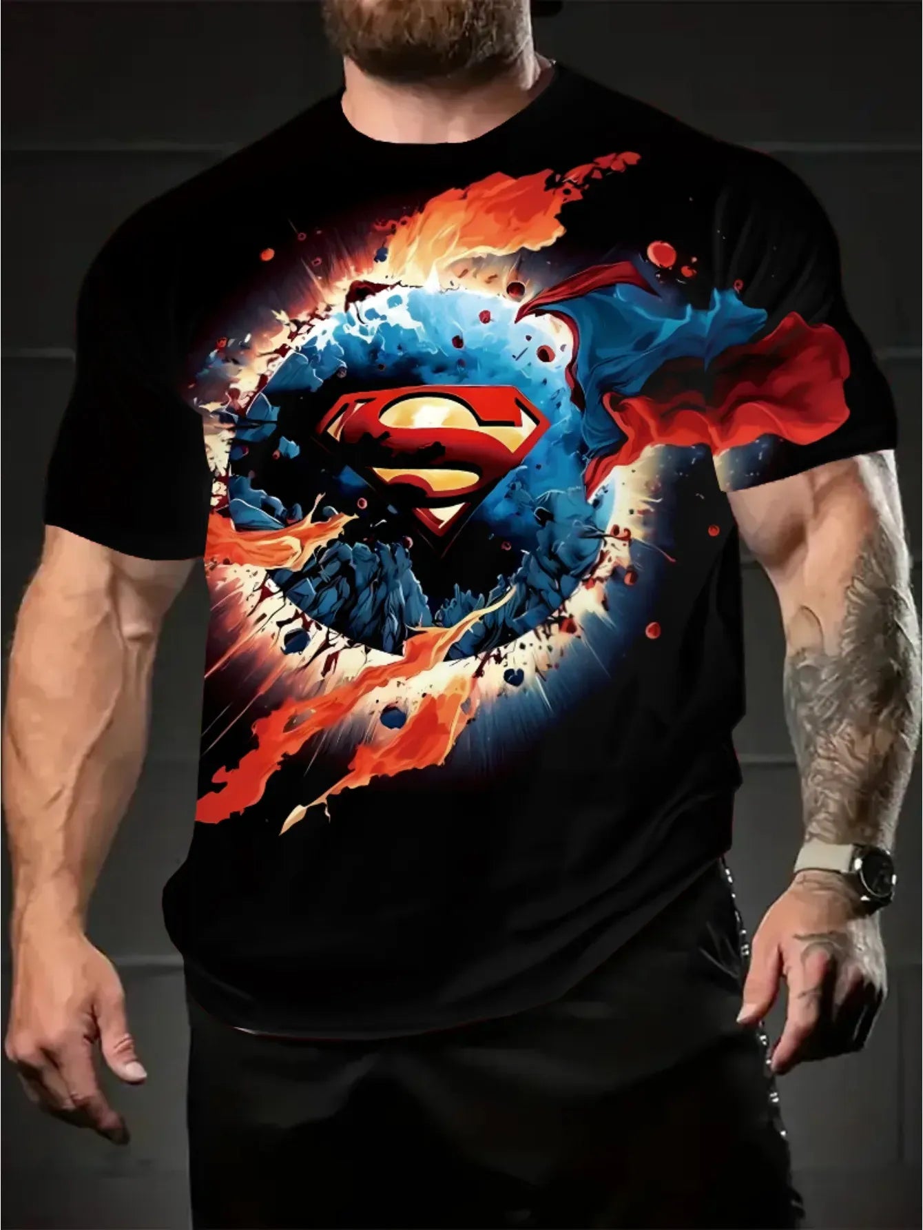 T-shirt Superman – Logo Rouge Métallisé