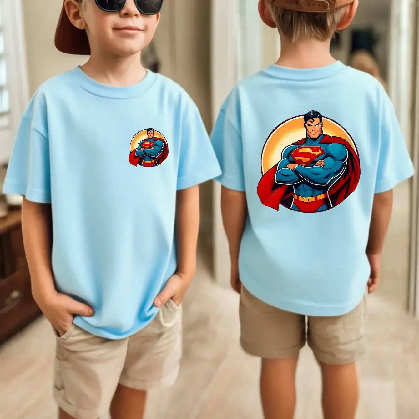 Turquoise / 100 T-Shirt Superman Enfant – Pose Héros Classique