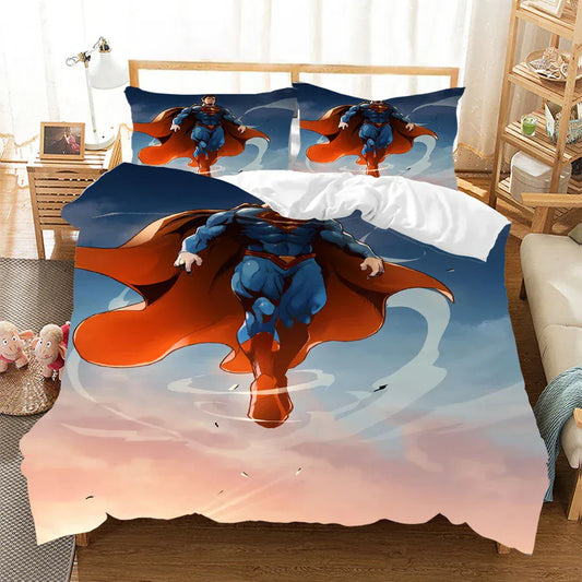 Vol iconique / 260x240cm 3pcs Parure de Lit Superman – Super-Héros Vol Héroïque