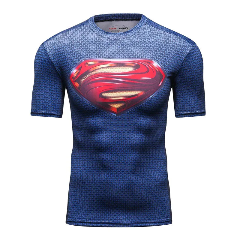 XL T-shirt Superman Compression – Premium Manches Courtes Homme