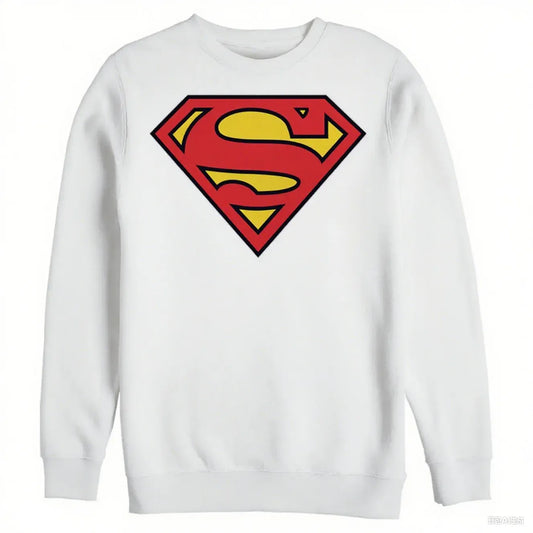 XXL Pull Superman – Blanc Logo Classique sans capuche