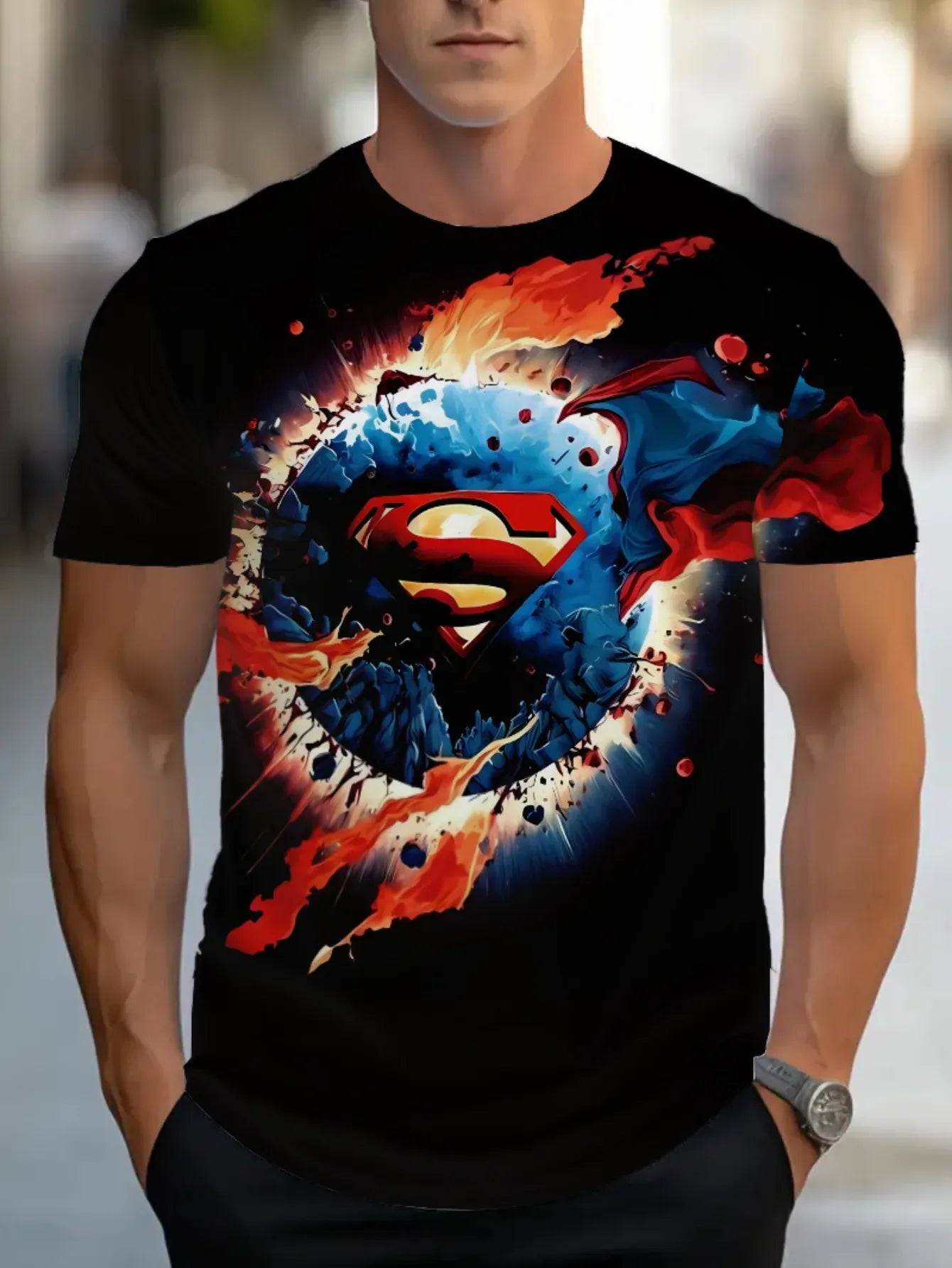 XXL T-shirt Superman – Logo Rouge Métallisé