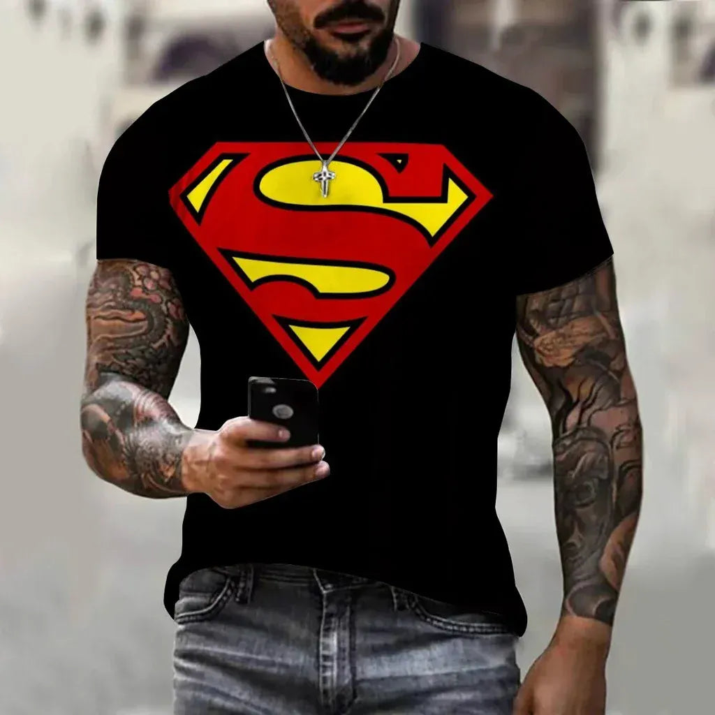 Noir / XXL T-Shirt Superman – Logo Métal Rouge & Or